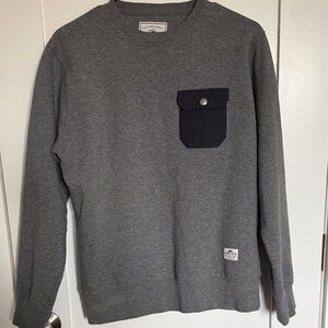Penfield Gray Crewneck Sweater with Navy Pocket